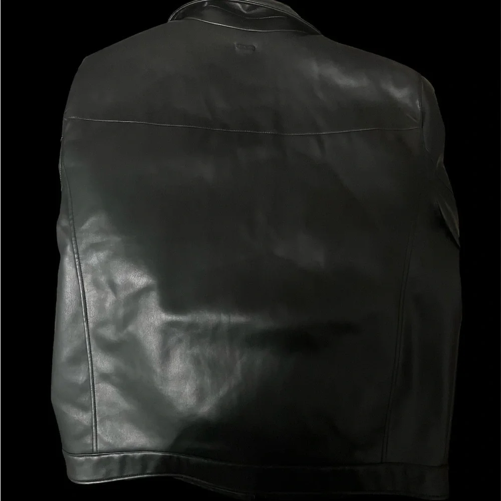 Michael Kors Men's Black Faux Leather Moto Jacket Coat Size XL NWT M89843 Comfy‎